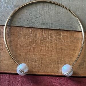 Kate Spade New York Pearls of Wisdom Open Hinge necklace in gold-tone metal.